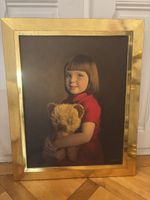 Tableau « Portrait de fillette à l’ours de peluche »